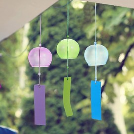 DECHOUS Japanese Glass Wind Chimes: 6Pcs Colorful Wind Chimes for Outside, Clear Glass Wind Chimes Hanging Decoration Wind Bell for Garden Patio Backyard