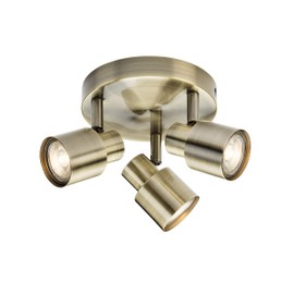 Knightsbridge Triple GU10 Spotlight in Antique Brass