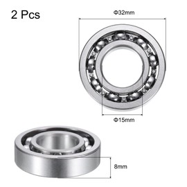 QUARKZMAN 16002 Deep Groove Ball Bearings, ID 15mm x OD 32mm x Width 8mm, P6 (ABEC3) Z3 Deep Groove Ball Bearings, High Speed Chrome Steel Ball Bearings (Pack of 2)