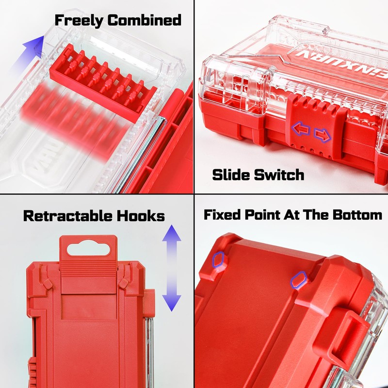 Geinxurn 107Pieces Impact Screwdriver Bits Set, Magnetic S2 Steel 1”/2”3”Phillips/Square/Torx/Slotted/Hex/Pozi