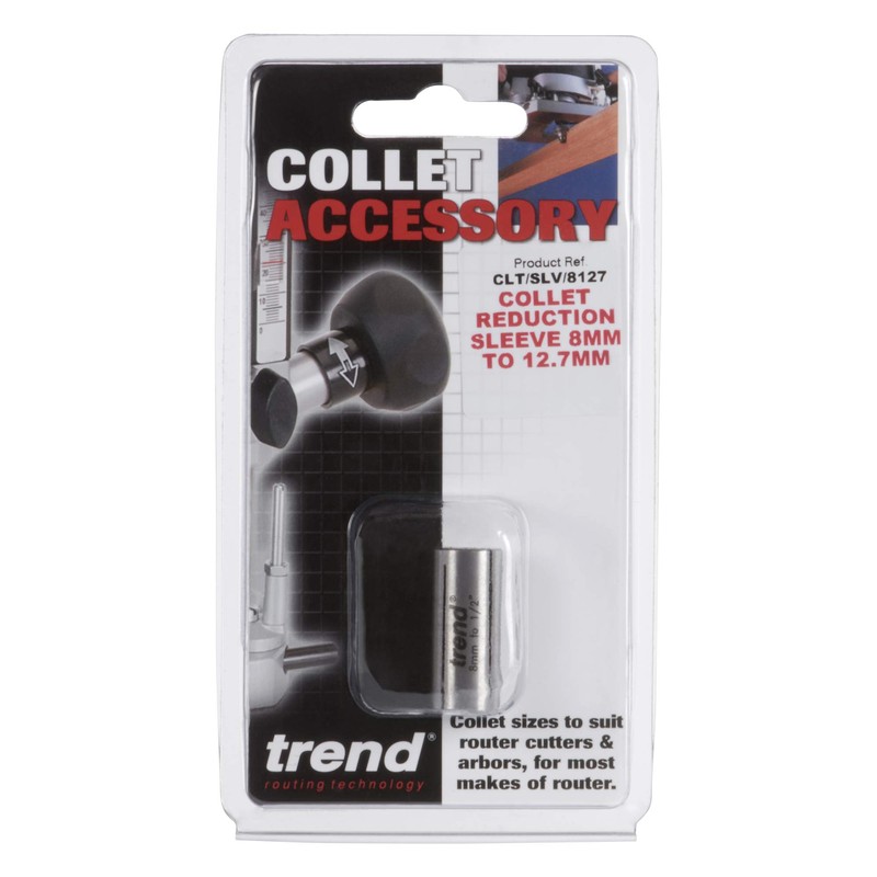 Trend Collet Reduction Sleeve, 8mm to 12.7mm, Router Shank Adaptor,