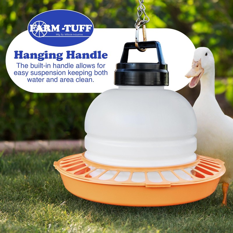 FARM-TUFF Top-Fill Duck Waterer, 3 Gallon – Durable BPA-Free Plastic