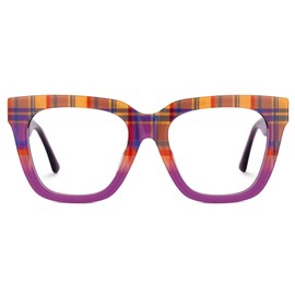 Zeelool Square Acetate Glasses Retro Eyewear for Women Frame with Non-prescription Clear Lens ZJGA784822-04 Purple