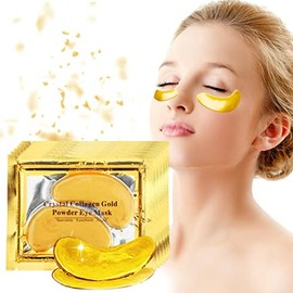 30 Pares de Parches para Ojos-Máscaras de colágeno de 24 K en polvo de oro, antienvejecimiento, elimina bolsas, círculos oscuros y descoloración, antiarrugas, hidratante, blanqueante, elimina manchas y puntos negros (30 paquetes,Un par por paquete)
