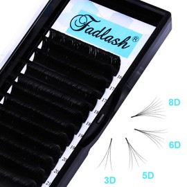 Fadlash Self-Fanning Eyelashes, Eyelash Extension, Volume Eyelashes for Volume Technique, Eyelash Extensions, Easy Fan Lashes, 0.07 Thickness, Single Length, 1 Tray, Black (0.07 mm-DD-Mix-16–22)
