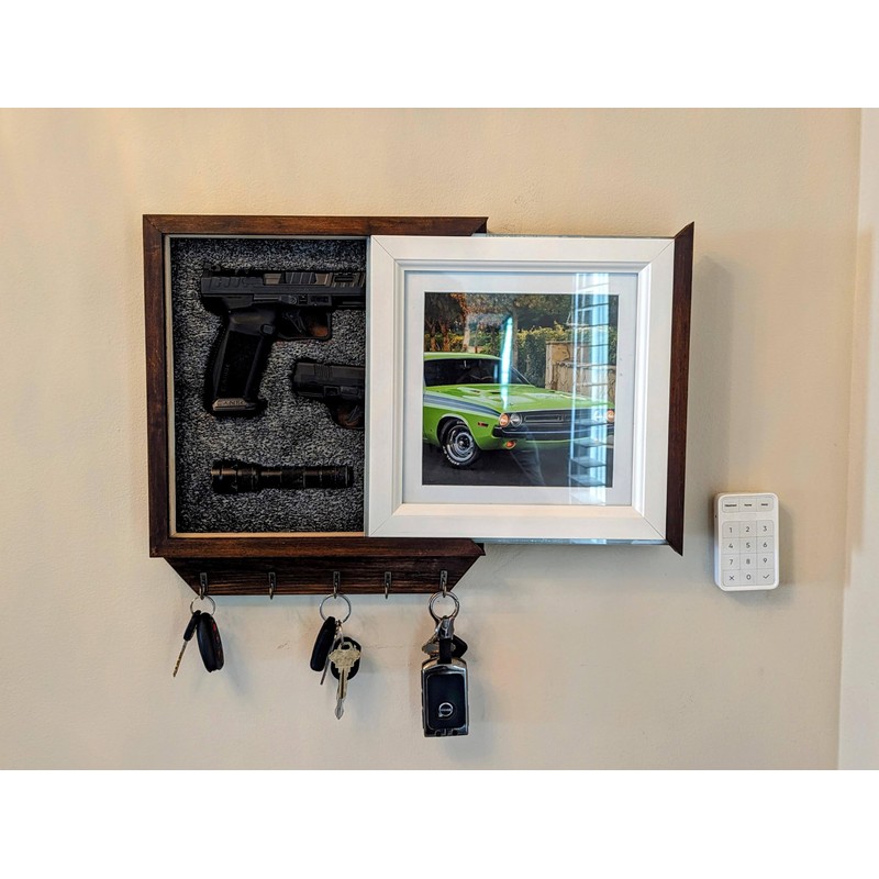 3F Gun Safe Box Key Holder For Wall, Wooden Entryway
