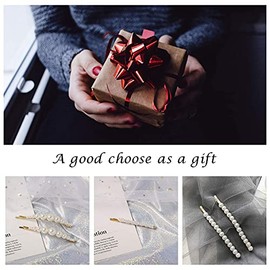 FAMEZA Gold Pearl Bobby Pins For Women Girls Valentines Styling Hair Clip Barrettes Bridal Fashion Butterfly Hair Clamps, Birthday Party, Prom,Daily Wearing ,Mother’s Day Gift Set 6 Pack