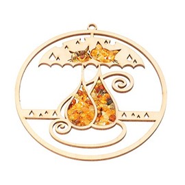 Genuine Baltic Amber Unique Gift Vitrage Mandala Decoration Magnet Amber Magnetic Cat Design