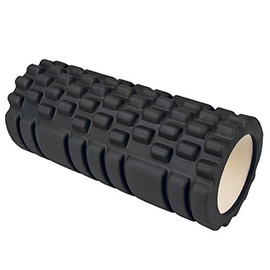 Sabar Yoga Roller Foam Grid Textured Trigger Point Massage Gym Exercise Workout Fitness Physio Pilates Muscle Recovery (Black)