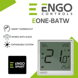 ENGO E-ONE Wireless Smart Thermostat, WiFi Programmable Controller, ZigBee 3.0, Underfloor Heating, Alexa Compatible, TUYA Smartlife Control Boiler Heat Pump (White EONE-BATW)