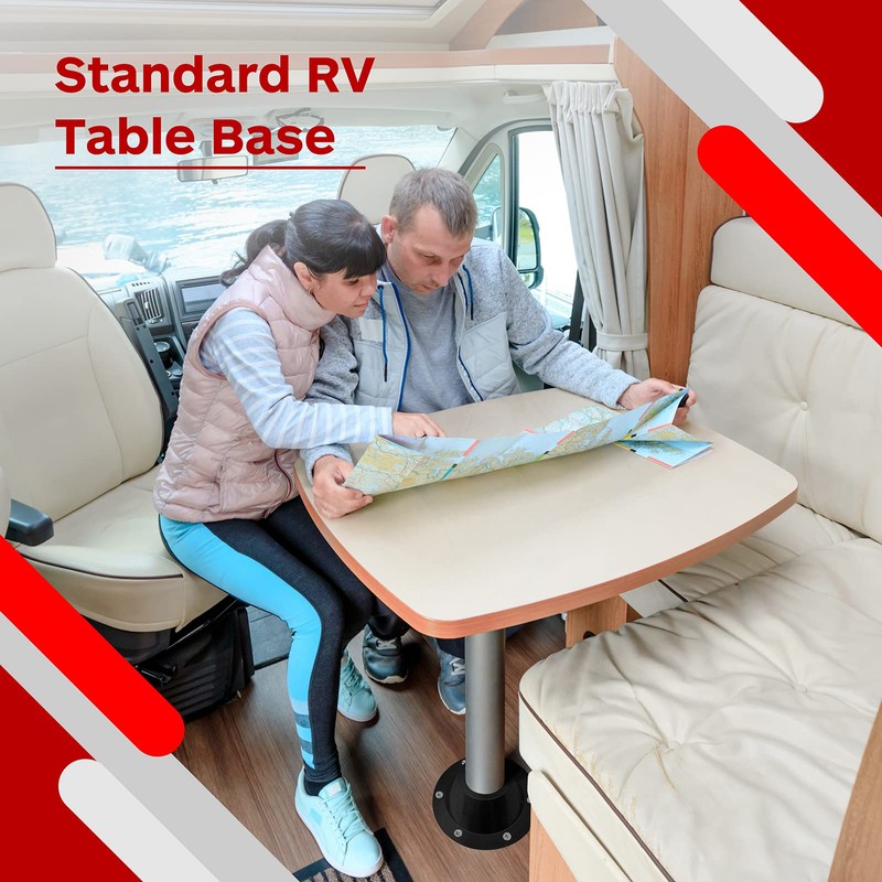 TonGass (2-Pack, Black Aluminum RV Table and Floor Mounting Base