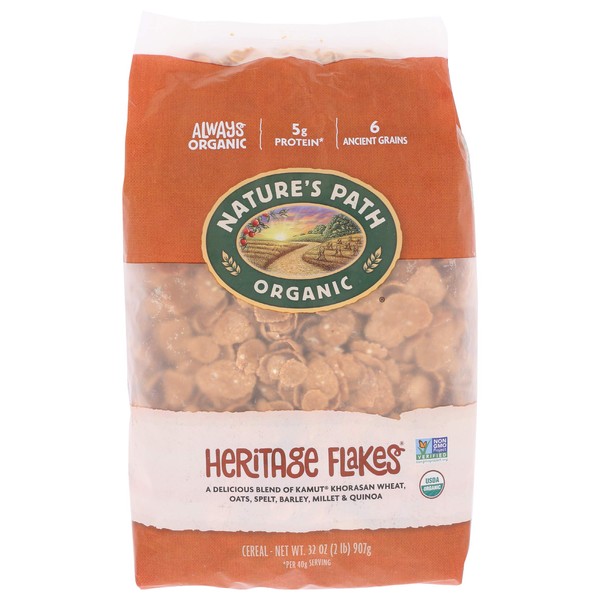 Nature's Path Organic Heritage Flakes Cereal, 32 oz Eco Pac Bags