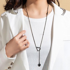 Long Necklace Chain Womens Neck Chokers delicate black minimal Layered Necklaces