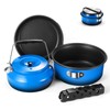 Odoland 5pcs Camping Cookware Mess Kit, Non-Stick Lightweight Pot Pan