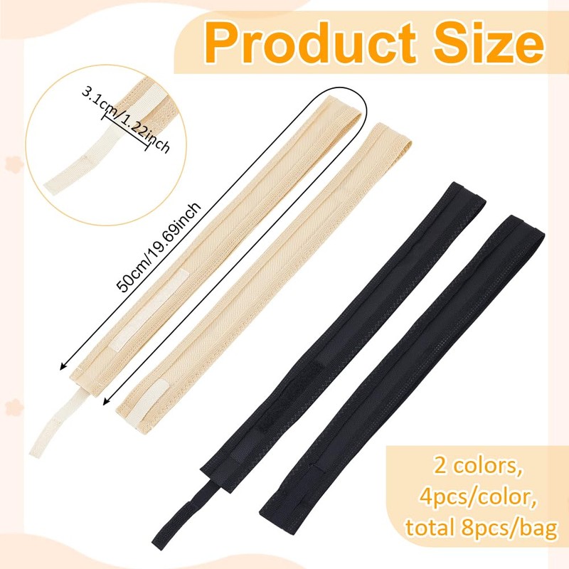 BENECREAT 8Pcs 2 Colors Hat Size Tape Hat Size Reducer