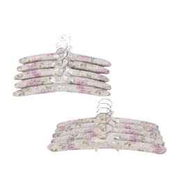 Madiy Anti-Slip Satin Padded Clothes Hangers with Rotatable Hooks No Shoulder Bump for Women Heavy Sweaters, Coats, Suits, Floral Pattern with Satin Bow, 360° Swivel Hook Set of 10 (Lavender)