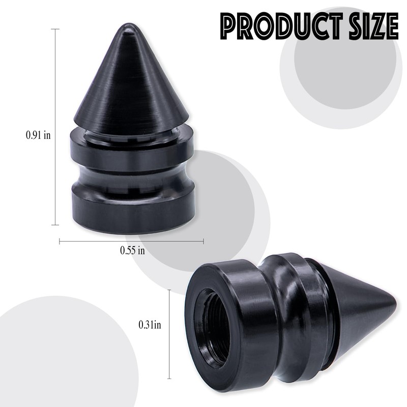 MEAJOO 4PCS Spiked Style Tire Valve Stem Caps, Corrosion Resistant,