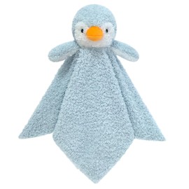 Doindute Baby Blue Penguin Soft Stuffed Animal Security Blanket, Plush Penguin Character Lovey Blanket, Baby Shower/Nursery Gift, Newborn Infant Toddler Snuggle Blankie for Boys Girls, 14 Inches