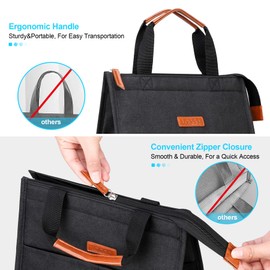 Lacdo Lunch Bag Cooler Bag Thermal Bag Lunch Bag for Women Men Lunch Bag Insulated Bag Foldable Lunch Bag Cool Box for Work School Travel Picnic Foil Lining Waterproof Black