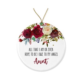 LillaGifts Memorial Ornament Christmas - Memorial Aunt Ornament - Gift Remembering Aunt - Sympathy Christmas Ornament - Gift Ceramic Ornament Both Sides, White