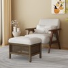 Jintop 21.5" Pouf Ottoman,Linen Upholstered Bench,with Cane Base,Elegant Rectangular Soild