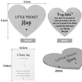 Sister Gifts from Sister Pocket Hug Sister Birthday Gifts Christmas Heart Shaped Little Pocket Hug I Love You