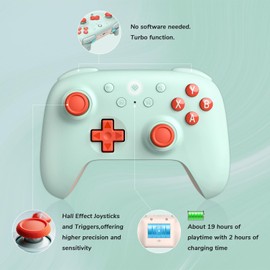RunSnail 8Bitdo Ultimate 2C Wireless Controller for Windows PC and Android, Gamepad with 1000Hz Polling Rate, Remappable L4/R4 Bumpers, Rumble Vibration and Turbo Function(Mint)