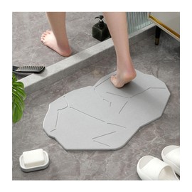 Lmuwecno Stone Bath Mat Shower Mat,Diatomaceous Earth Bath Mat,Non-Slip Modernized Bath Mat for Bathroom/Room/Front Door-23.6"x15.3" (Grey)