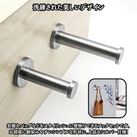 Charmoon Stainless Steel Wall Mount Hook Wall Hook Hanger Storage Screw-Type Simple Stylish Silver (5cm 6pcs)