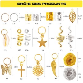 MUFEKUM Pack of 230 Dreadlocks Jewellery Hair Spiral Clips, Adjustable Metal Cuffs Hair Braiding Rings, Beads Hair Accessories Braids Hair Dreadlocks Accessories for Women Men Braids Decoration