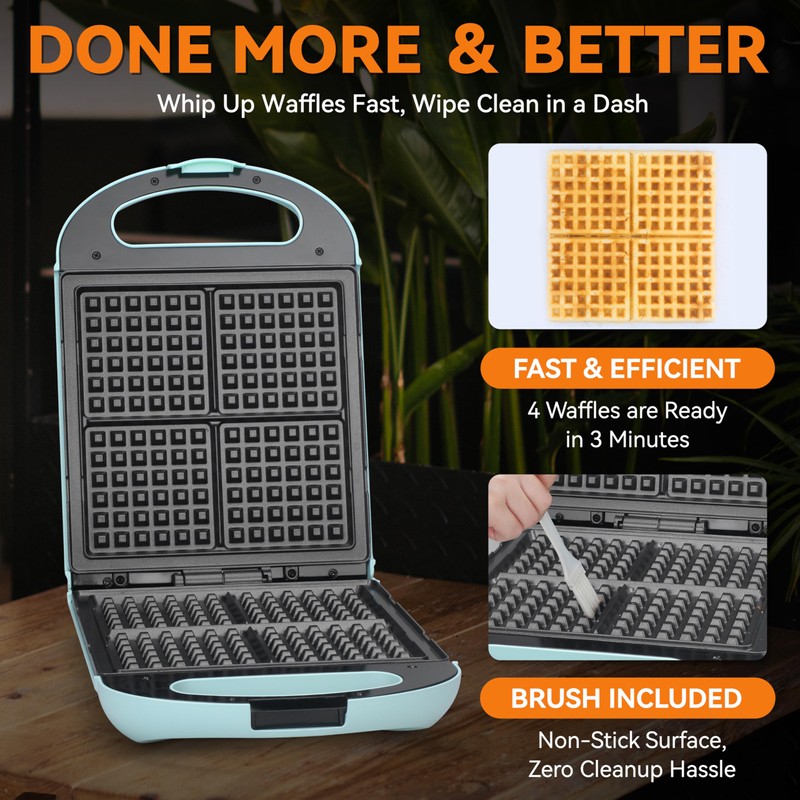 Baker’s Friend Belgian Waffle Maker, Square Waffle Iron, Waflera Electrica,