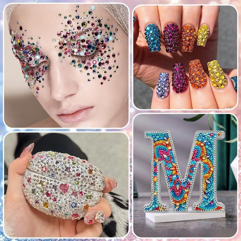 JOLCEEY 52000pcs Nail Art Rhinestones 3mm Bedazzling Kit Flat Back