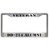 DD-214 Alumni Veteran Metal License Plate Frame (Chrome, 6 x