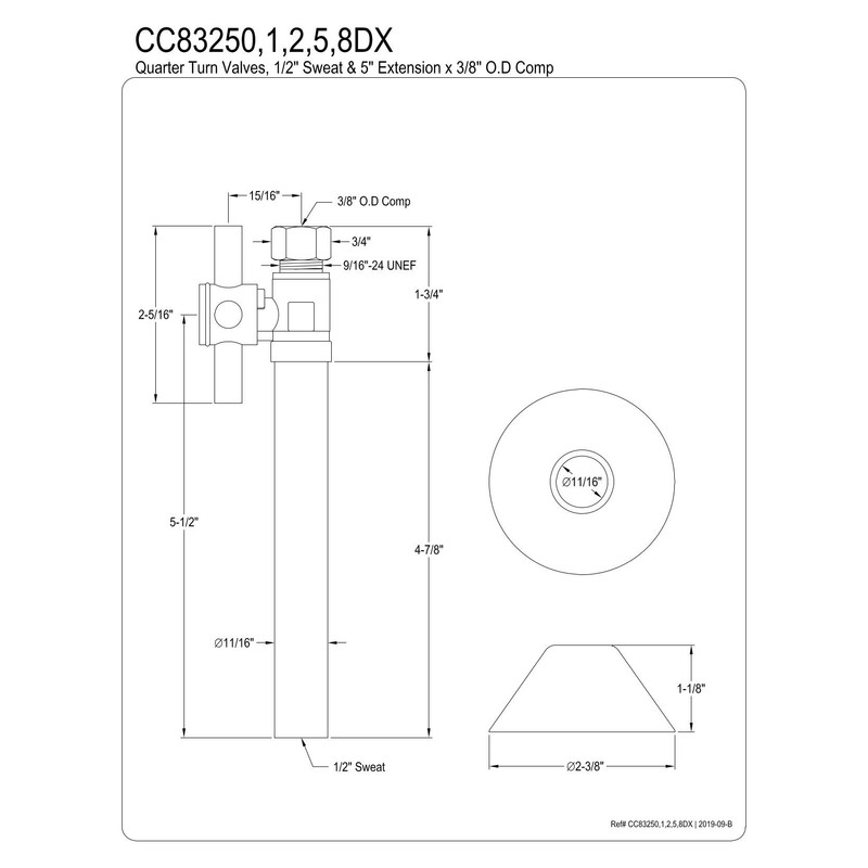 Kingston Brass CC83252DX Concord 1/2" Sweat x 3/8" O.D. Comp