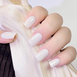 Ceboic 20Pcs Gel Nagellack Aufkleber | Nagelfolien Selbstklebend | Reine Farbe Halbgehärtete UV Gel Strips | Gel Nagellackstreifen | Milch Weiß Gellack Wraps für Frauen Mädchen Nagelkunst Dekoration