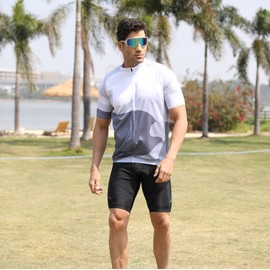 WANWAN Men's Sunglasses Large Frame Fashion Cycling Sports Running Driving Fishing Trekking, White Frame Gradient Green Lens