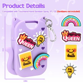Mity rain Hand Sanitizer Spray Case Compatible With Touchland, Cute Silicone Hand Sanitizer Holder Keychain with 4 Charms, Portable Refillable Sanitizer Accessory, Gift For Women And Teens(Purple)