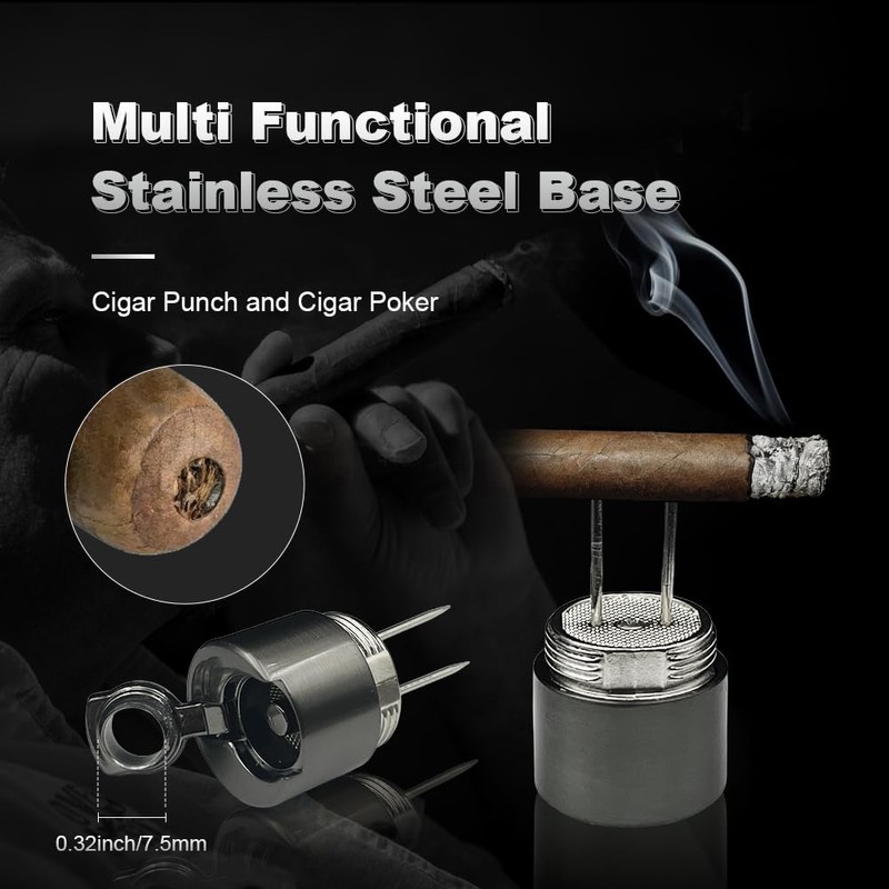 Butane Cigar Torch Lighter with Fuel Window Powerful Jet Flame