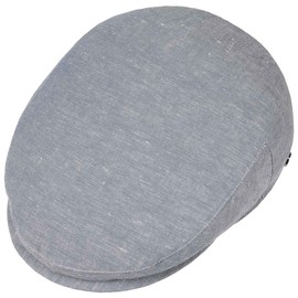 Lierys Inglese Men's Linen Flatcap - Made in Italy - Flat Cap Made in Italy - Flat Cap in Linen and Cotton - Summer Hat in Denim Look - Spring / Summer - light blue, size: 55