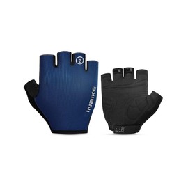 INBIKE Cycling Gloves for Men Women, Shock-Absorbing Pad Half Finger Road Bike Gloves, Breathable Biking Gloves, Anti-Slip Fingerless Bicycle Gloves Navy Blue X-Large