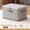 Foldable Storage Box with Lid - Durable Beige Checkered Organizer