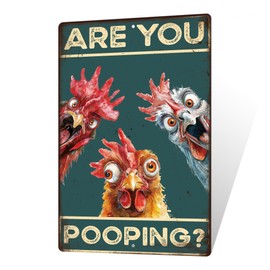 Putuo Decor Chicken Are You Pooping Wall Decor Sign for Bathroom Wall Decor Funny Metal Tin Sign Funny Signs With Saying For Bathroom Toilet 8 X 12 Inches