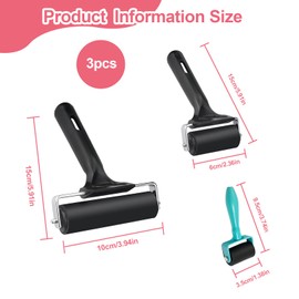 Rubber Brayer Roller, 3 Pcs Rubber Rollers, Brayer Roller for Crafts Soft Drum Paint Brush Ink Applicator for Crafts Printmaking Block Printing Stamping Ink Applicator(10cm 6cm 3.5cm)