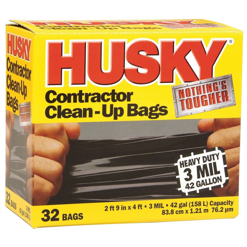 42 gal Poly-America HK42WC032B-M Black Husky 3-Mil Contractor Trash Bag,