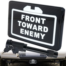 Tactical “Front Toward Enemy” Hitch Cover | Fits 2-Inch & 2.5-Inch Receivers, Black with White LED & Hitch Receiver Lock | Maximum Security & Attitude for Jeeps & Trucks