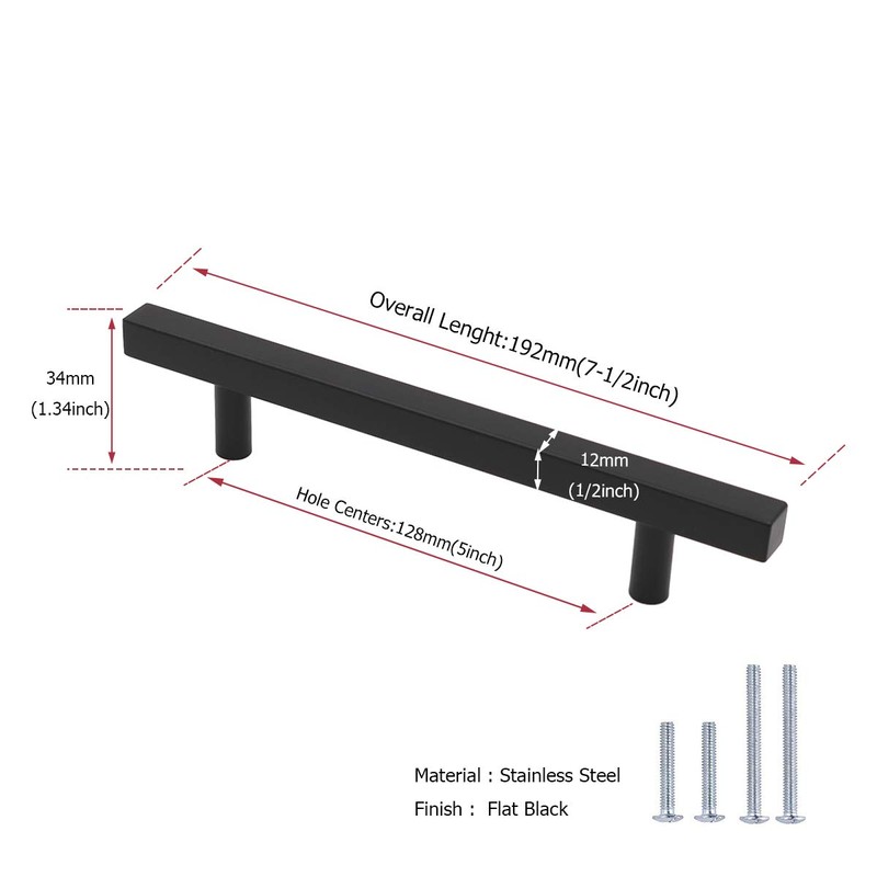 homdiy (10 Pack) 5 inch Cabinet Handles Black Cabinet Pulls
