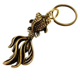 DAZUMA Keychain, Goldfish, Feng Shui, Good Luck Pendant, Brass, Antique Luck, Charm, Accessory, Pendant, Strap, Keychain, Brass