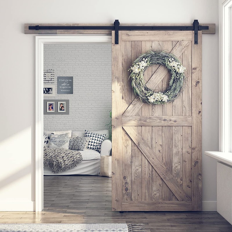 SMARTSTANDARD 7FT Sliding Barn Door Hardware Kit, Heavy Duty Track-Smoothly
