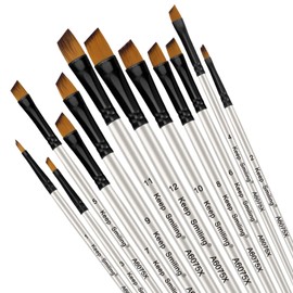 Silithus Paint Brushes 12 Pieces Set, Professional Fine Tip Paint Brush Set Round Pointed Tip Nylon Hair artist acrylic brush for Acrylic Watercolor Oil Painting (Incline)