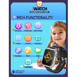 Jwatch Kids Smart Watch for Boys Girls 6-12 with Pedometer Audio Book Camera Music Player Present Birthday Christmas (Silver Frame Black)…